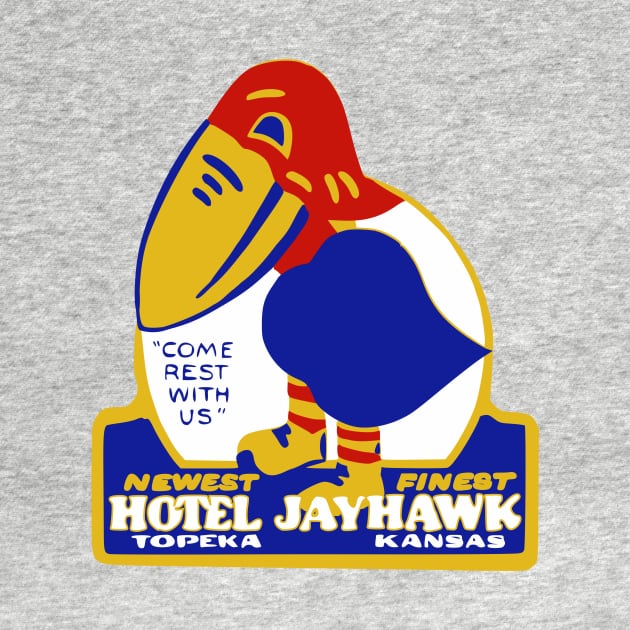 Hotel Jayhawk Topeka Kansas Vintage Travel Sticker by Yesteeyear